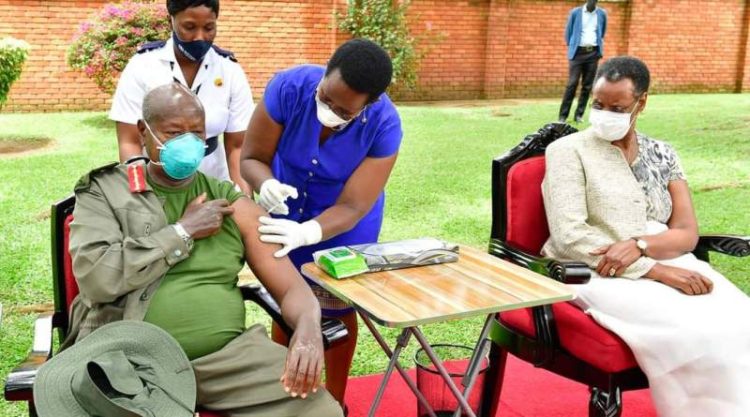 MUSEVENI ,FIRST LADY TAKE ASTRAZENECA VACCINE JABS TO FEND- OFF COVID -19