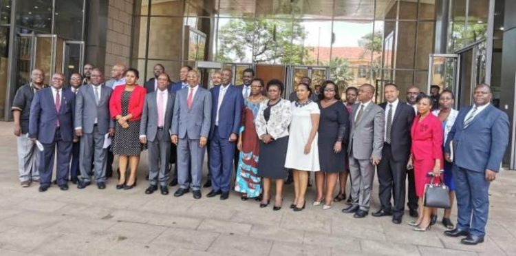 PSFU Board Members in a group photo with Prime Minister, Ruhakana Rugunda and ex members at last year’s Annual General Meeting