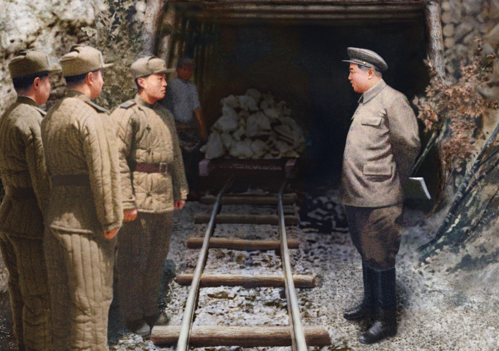 At the construction site of a tunnel in February Juche 40 (1951)