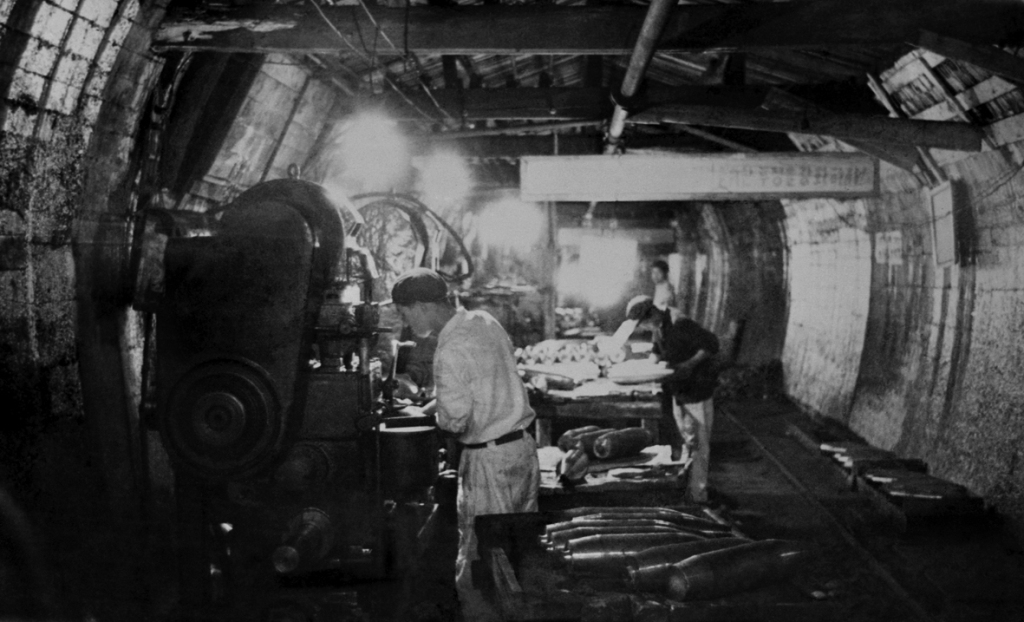 Workers engaged in shell production