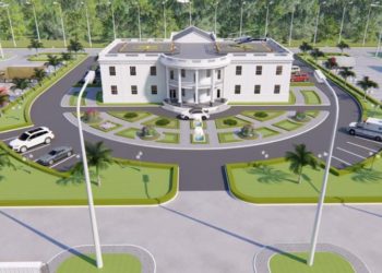 An aerial view of the administration block's proposed look and design