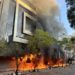 JUST IN: Kenyan Protesters Destroy And Burn Uganda House In Nairobi